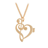 Minimalist Simple Fashion Hollow Heart Shaped Musical Note Pendant Necklace Music Jewelry Gold Silver Special Gift