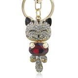 Lucky Smile Cat Crystal Rhinestone Keyrings Key Chains Holder Purse Bag For Car christmas Gift Keychains Jewelry llaveros K218