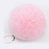 Lovely Fluffy Rabbit Ear Fur Ball Key Chain Rings Pendant Cute Pompom Artificial Rabbit Fur Keychain Women Car Bag Key Ring