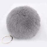 Lovely Fluffy Rabbit Ear Fur Ball Key Chain Rings Pendant Cute Pompom Artificial Rabbit Fur Keychain Women Car Bag Key Ring