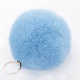 Lovely Fluffy Rabbit Ear Fur Ball Key Chain Rings Pendant Cute Pompom Artificial Rabbit Fur Keychain Women Car Bag Key Ring
