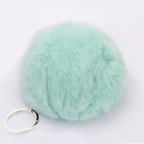 Lovely Fluffy Rabbit Ear Fur Ball Key Chain Rings Pendant Cute Pompom Artificial Rabbit Fur Keychain Women Car Bag Key Ring