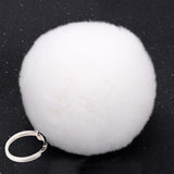 Lovely Fluffy Rabbit Ear Fur Ball Key Chain Rings Pendant Cute Pompom Artificial Rabbit Fur Keychain Women Car Bag Key Ring