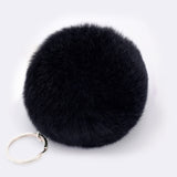Lovely Fluffy Rabbit Ear Fur Ball Key Chain Rings Pendant Cute Pompom Artificial Rabbit Fur Keychain Women Car Bag Key Ring