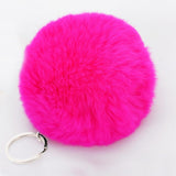 Lovely Fluffy Rabbit Ear Fur Ball Key Chain Rings Pendant Cute Pompom Artificial Rabbit Fur Keychain Women Car Bag Key Ring