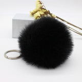 Big leather pom pom Keychain 8CM good quality Fur Pom Pom KeyChain Rabbit Hair Bulb Bag Fur Ball Pendant cute for women key ring