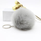 Big leather pom pom Keychain 8CM good quality Fur Pom Pom KeyChain Rabbit Hair Bulb Bag Fur Ball Pendant cute for women key ring