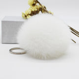 Big leather pom pom Keychain 8CM good quality Fur Pom Pom KeyChain Rabbit Hair Bulb Bag Fur Ball Pendant cute for women key ring