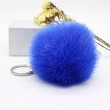 Big leather pom pom Keychain 8CM good quality Fur Pom Pom KeyChain Rabbit Hair Bulb Bag Fur Ball Pendant cute for women key ring