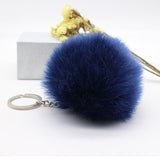 Big leather pom pom Keychain 8CM good quality Fur Pom Pom KeyChain Rabbit Hair Bulb Bag Fur Ball Pendant cute for women key ring